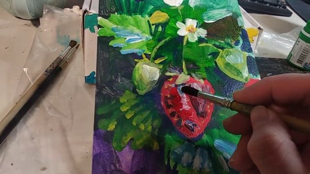 16. Лето среди зимы. Пишу летние этюды маслом, акварелью и акрилом. Дневник художника. смотреть онлайн