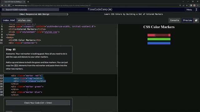 Learn CSS Colors by Building a Set of Colored Markers - Step 85