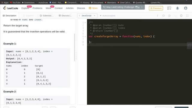 EP101 Coding Interview Question | Create Target Array in the Given Order |JavaScript| Leetcode 1389