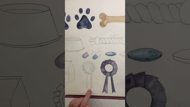 Акварельная иллюстрация для стоков. Кисти и акварельные краски. смотреть онлайн