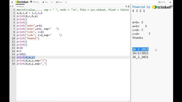 Python print variables