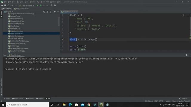 Way to Create a Copy of  Dictionary in Python |  Python Tutorial