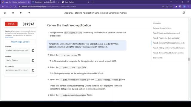 App Dev - Storing Application Data in Cloud Datastore: Python Qwiklab