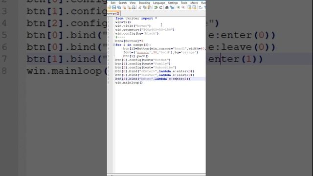 Hover Effet in Python Language || #python || #pythonprogramming || #tk