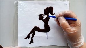 Шоколадный топпер " Силуэт девушки " на торт.