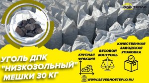 Уголь ДПК "Низкозольный" мешки 30 кг.