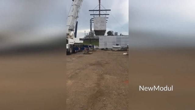 Монтаж модулей здания столовой Лукойл