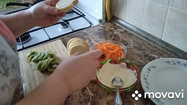 Праздничные БУТЕРБРОДЫ с КИВИ и КОРЕЙСКОЙ МОРКОВКОЙ. Очень вкусные.