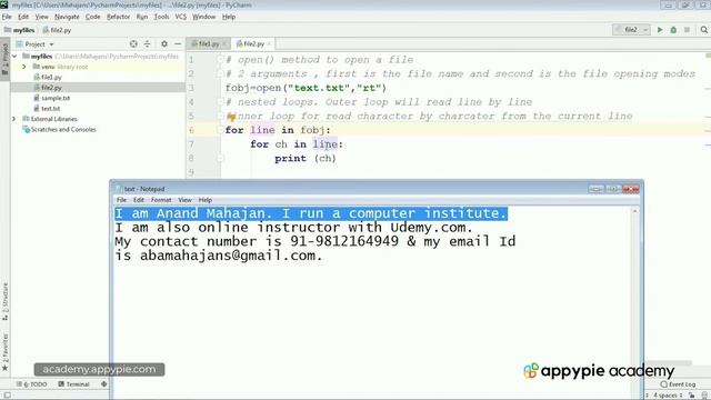Reading the data from a text file - character by character - Lesson 140