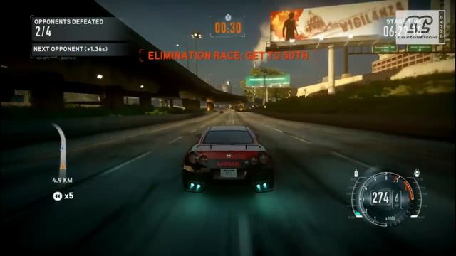 NFS THE RUN PC - HD 720p Gameplay (BATTLE TO 50th POSITION) Nissan GT-R смотреть онлайн