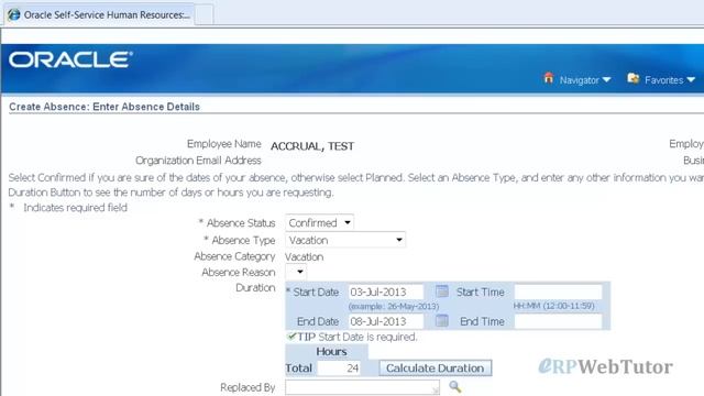 Absence Request in Oracle SSHR смотреть онлайн