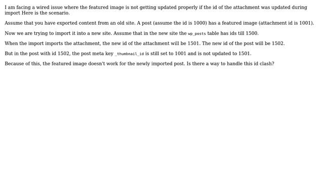 Wordpress: WordPress importer - How to handle id clashes for featured images смотреть онлайн