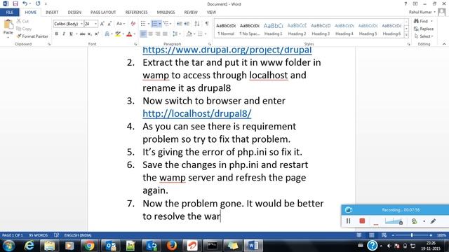 Steps to install Drupal8. localhost setup + wamp