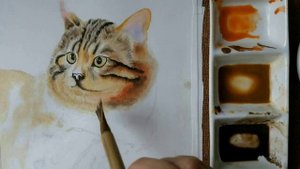 Как нарисовать кошку акварелью. Мастер-класс..avi