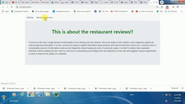 PREDICTING THE REVIEWS OF THE RESTAURANT USING NATURAL LANGUAGE PROCESSING TECHNIQUE python project смотреть онлайн