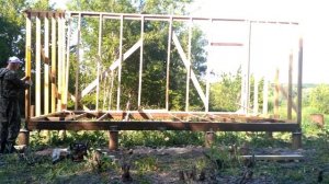 Стройка каркасного домика 6 на 3. Третья стена. Таймлапс.