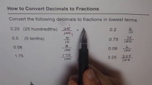 02 Convert Decimals to Fractions in Lowest Terms