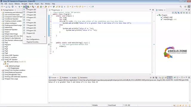 JAVA - Lecture 27 PROGRAM TO UNDERSTAND USAGE OF LOGICAL OPERATORS  ‘OR’ AND ‘NO