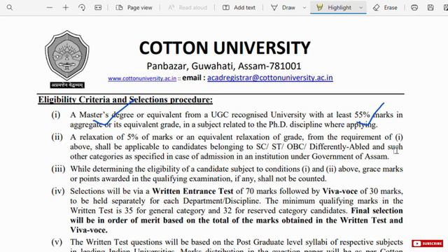 PhD Admission Notification I 25 disciplines I COTTON UNIVERSITY I Guwahati,   Assam I