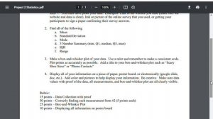 May10 Math 1 Statistics Project Information