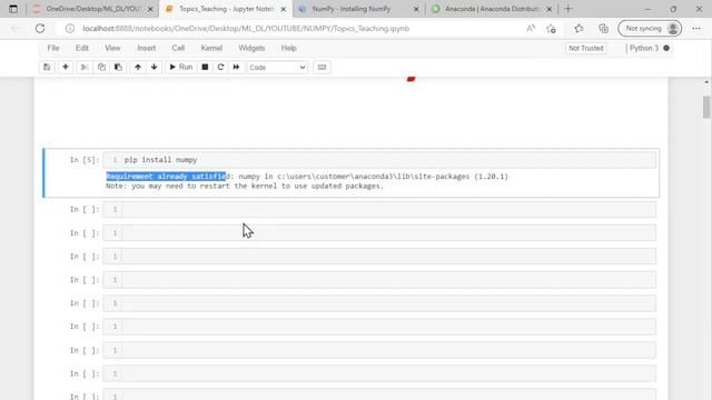 installing numpy in jupyter Notebook