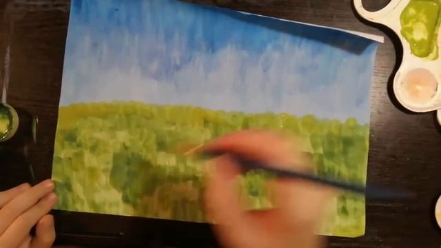 Красивый весенний пейзаж гуашью смотреть онлайн