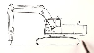 Как нарисовать Экскаватор с отбойным молотком