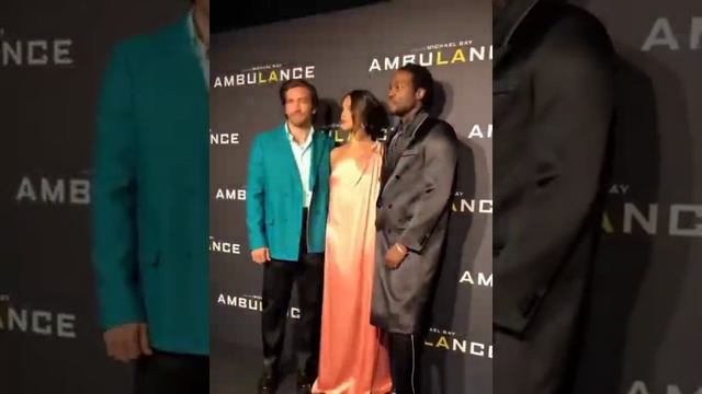 Jake Gyllenhaal, Eliza Gonzales and Yahya Abdul-Mateen II attend red carpet premiere of "Ambulance"