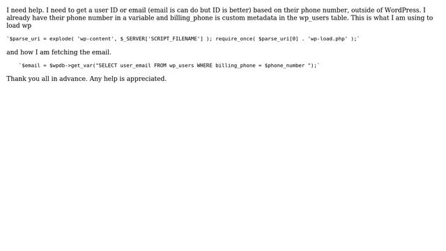 Wordpress: How do i get a specific user metadata using custom metavalue outside of wordpress? смотреть онлайн