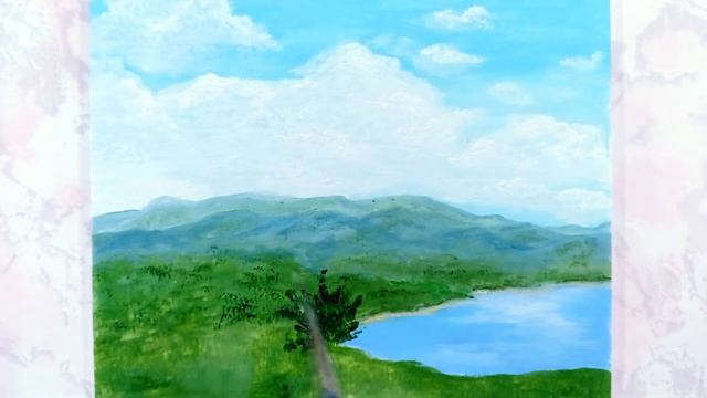 Как нарисовать цветы на фоне горы и озера смотреть онлайн