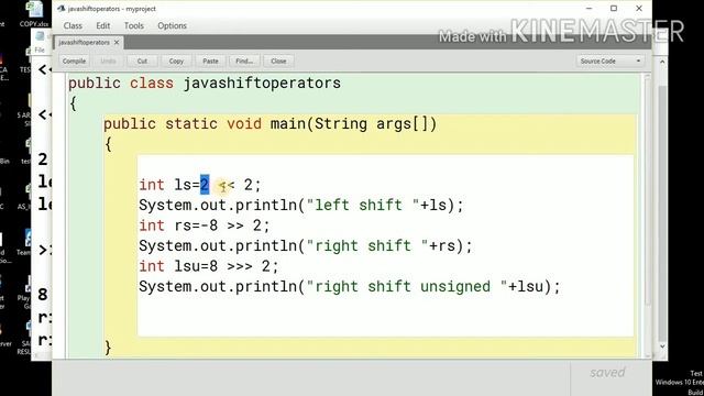 Shift operators java