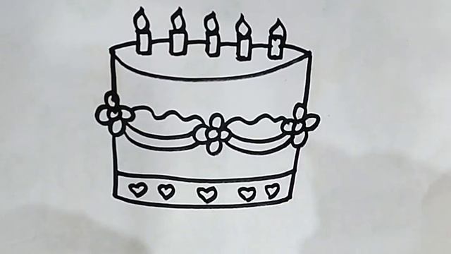 Birthday cake drawing, coloring and painting | Let's drawing some cute things ,127| смотреть онлайн
