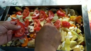 Курица с овощами под пивом в ТРУБЕ