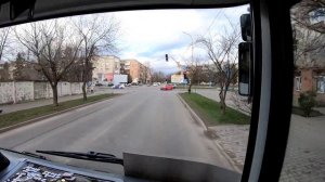 Вид из кабины водителя городского автобуса