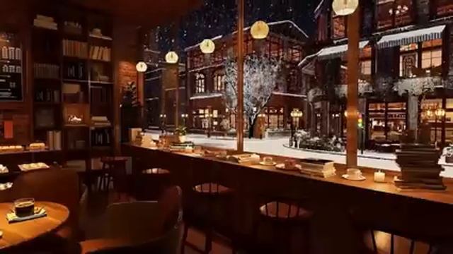 Уютный зимний ДЖАЗ | Атмосфера ночной кофейни с расслабляющим фортепианным джазом
