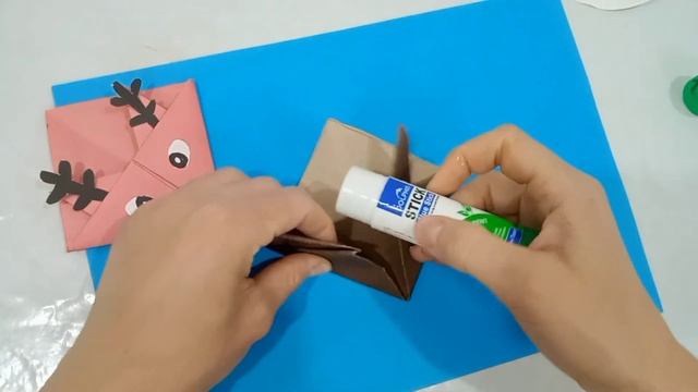 Оригами олень. Поделка из бумаги на новый год. Origami dear.  #олень #зимниеподелки #детскиеподелки