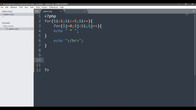Pattern program in php | part-1