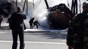 Опасность огня при тушении бензовоза
