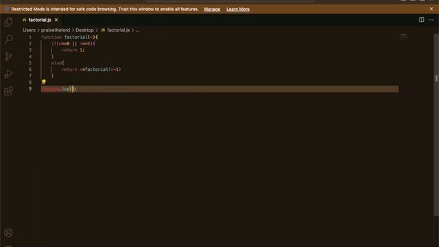 Write a program to find factorial | #javascript #coding #programming