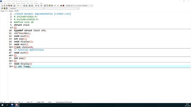 Stack Implementation: Static/ Array and Dynamic/ Link List | C Programming User Input | DS смотреть онлайн