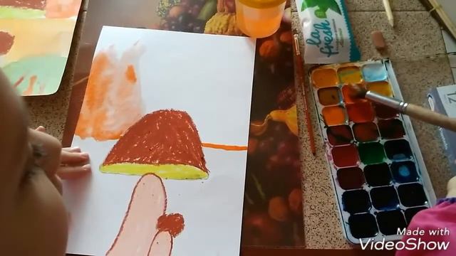 Как нарисовать грибную поляну с детьми. Видео для детей. Уроки рисования для детей. Как рисовать. смотреть онлайн