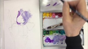 Watercolor Painting - Purple Iris-Tutorial Step by Step.