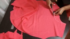 Платье-туника с коротким рукавом без выкройки.Шьем платье с асимметричным вырезом.