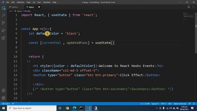 #25, Event Handling In React Hooks