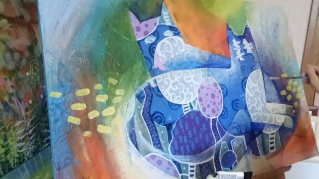 Переписала картину из "Зимнего леса" в "Уютных котов" / Техника акриловой живописи / Стилизация /Ar