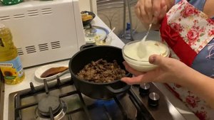 Телятина в сметанно-горчичном соусе! Жаркое из телятины!