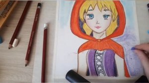 Рисуем красную шапочку пастелью