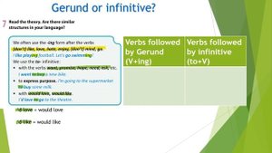 Gerund or infinitive Grade 6