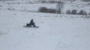 Мотобуксировщик Тофалар с лыжным модулем по глубокому снегу