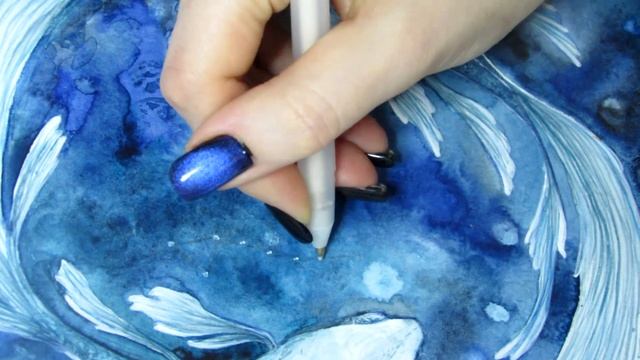 Рисунок акварелью с золочением / Картина со знаком зодиака / Pisces смотреть онлайн